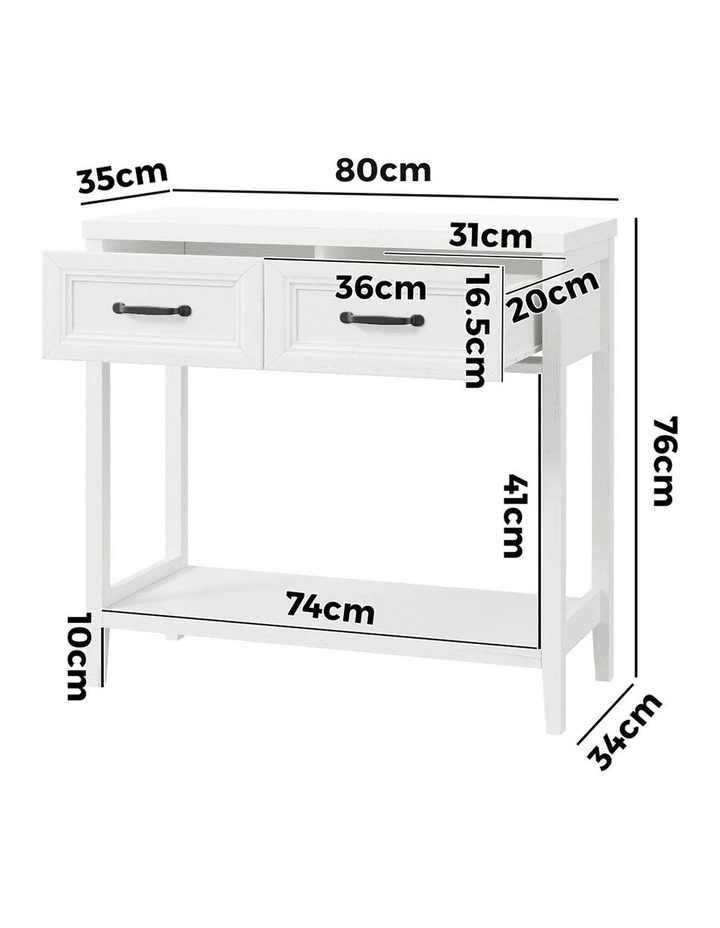 Oikiture Console Table 2 Drawers Hallway Entryway Storage Display Shelf White image 3