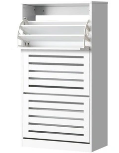 Oikiture Shoe Rack Shoes Storage Cabinet Organiser Shelf 3 Doors 45 Pairs White