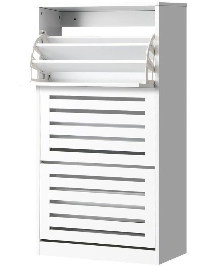 Oikiture Shoe Rack Shoes Storage Cabinet Organiser Shelf 3 Doors 45 Pairs White image 1