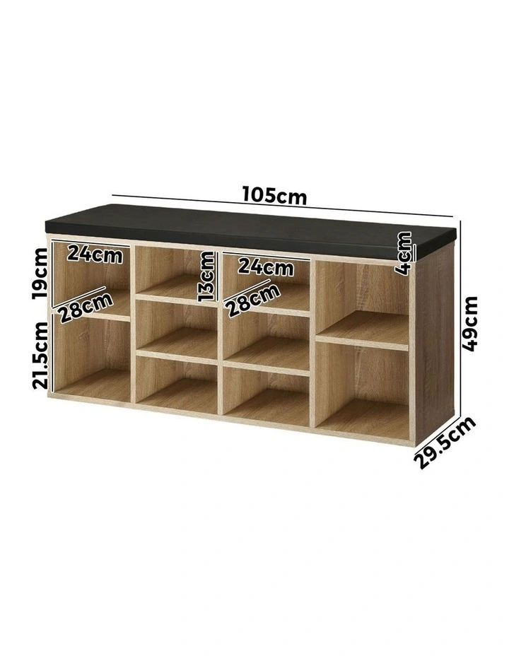 Oikiture Shoe Cabinet Bench Shoe Storage Rack PU Padded Seat Organiser Cupboard image 3