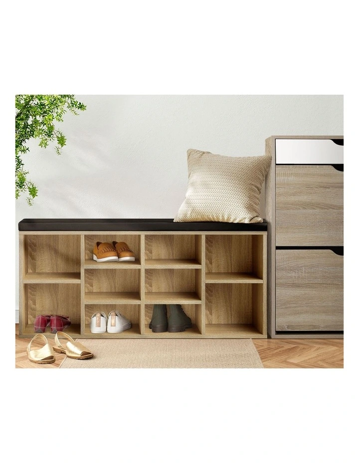 Oikiture Shoe Cabinet Bench Shoe Storage Rack PU Padded Seat Organiser Cupboard image 5