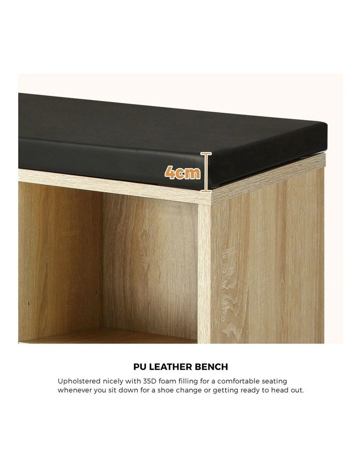 Oikiture Shoe Cabinet Bench Shoe Storage Rack PU Padded Seat Organiser Cupboard image 6