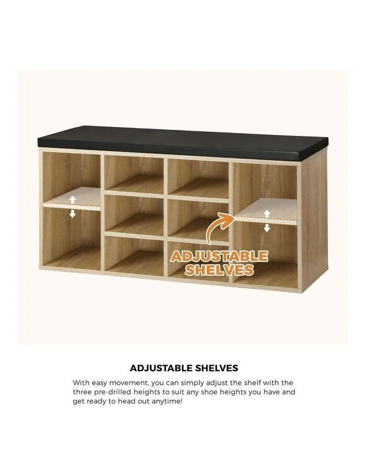 Oikiture Shoe Cabinet Bench Shoe Storage Rack PU Padded Seat Organiser Cupboard image 7