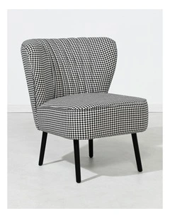 Astor Slipper Chair - Houndstooth Grey - Black Legs
