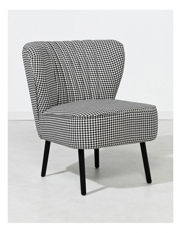 Astor Slipper Chair - Houndstooth Grey - Black Legs image 1