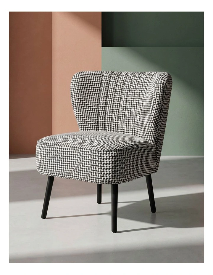 Astor Slipper Chair - Houndstooth Grey - Black Legs image 3