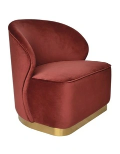 Bellini Accent Chair - Tuscan Red Velvet - Brushed Gold Base