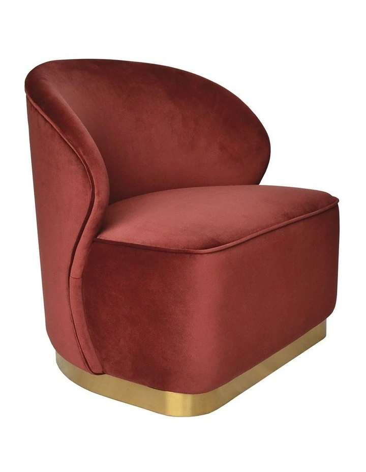 Bellini Accent Chair - Tuscan Red Velvet - Brushed Gold Base image 1