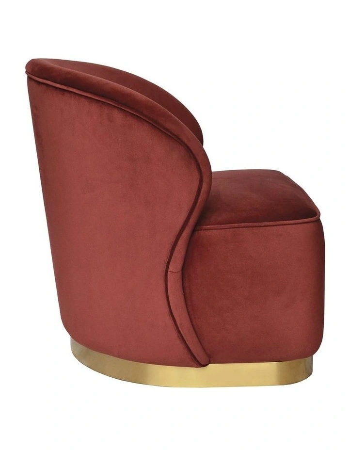 Bellini Accent Chair - Tuscan Red Velvet - Brushed Gold Base image 3