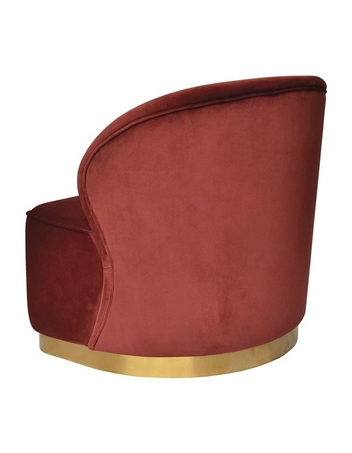 Bellini Accent Chair - Tuscan Red Velvet - Brushed Gold Base image 4
