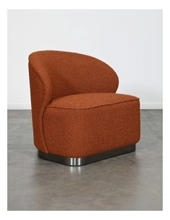 Bellini Accent Chair - Brick Boucle Red - Brushed Black/Silver Base