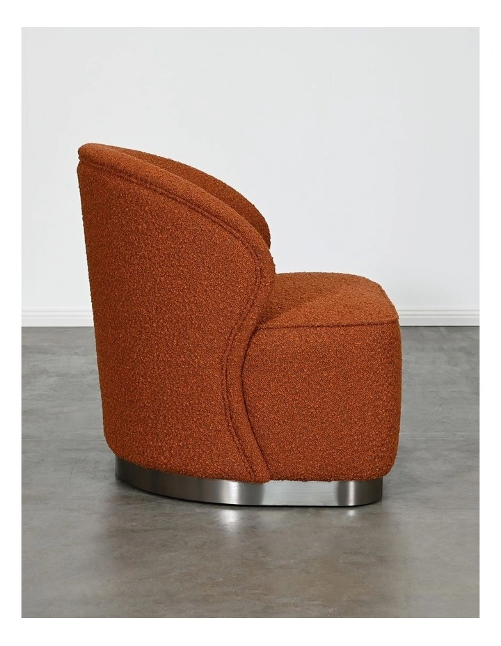 Bellini Accent Chair - Brick Boucle Red - Brushed Black/Silver Base image 3