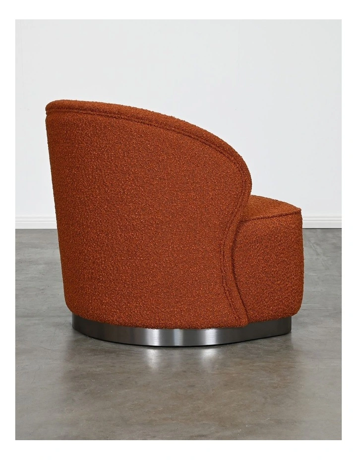Bellini Accent Chair - Brick Boucle Red - Brushed Black/Silver Base image 4