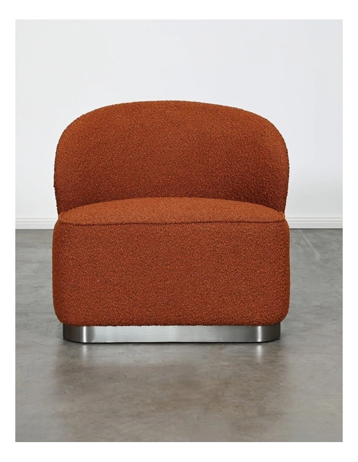 Bellini Accent Chair - Brick Boucle Red - Brushed Black/Silver Base image 5