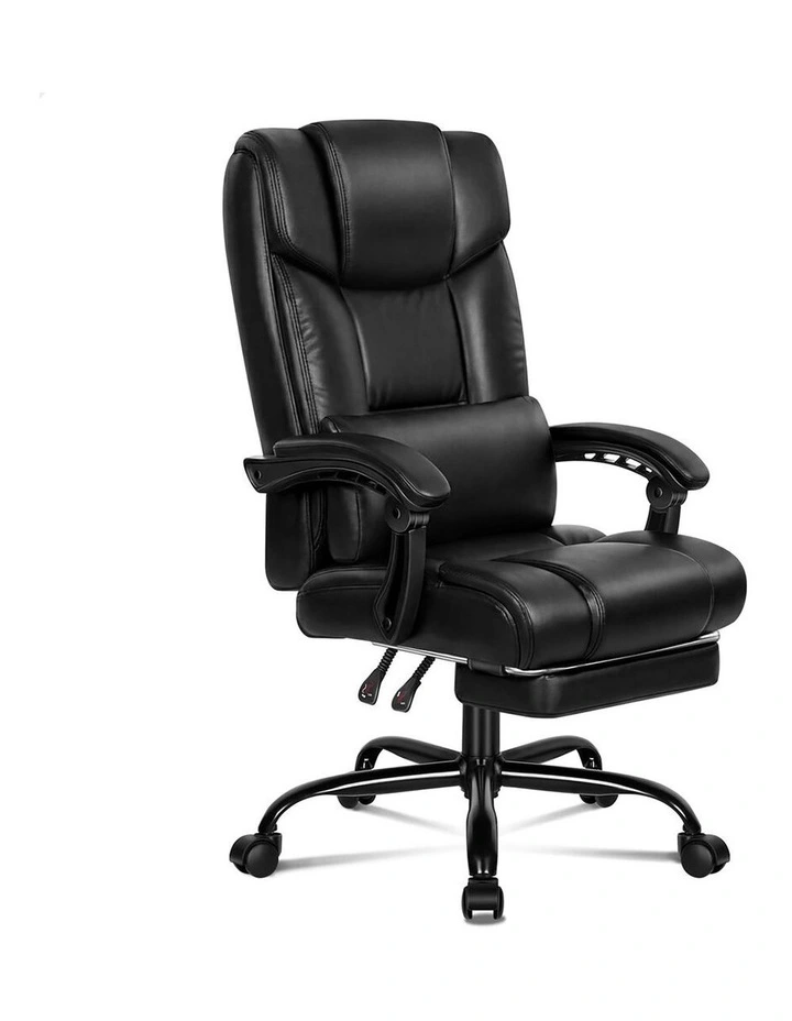 Office Chair Executive Computer Gaming PU Leather Seat Recliner Black image 1