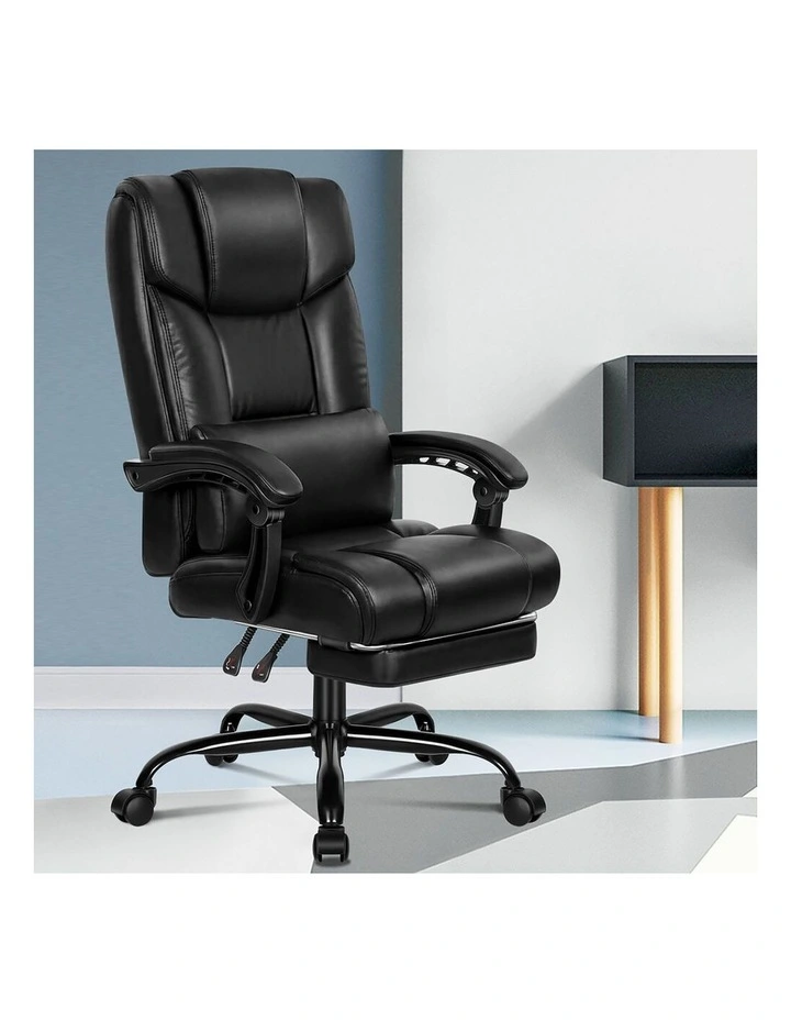 Office Chair Executive Computer Gaming PU Leather Seat Recliner Black image 2