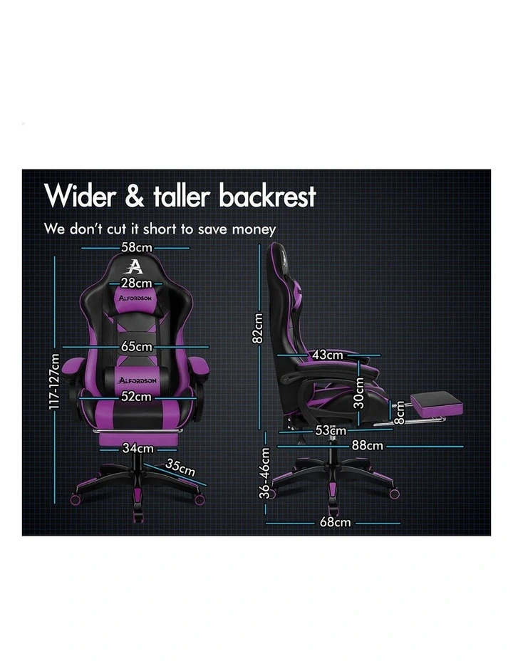 Gaming Office Chair Racing Massage Computer Seat Footrest Leather image 3