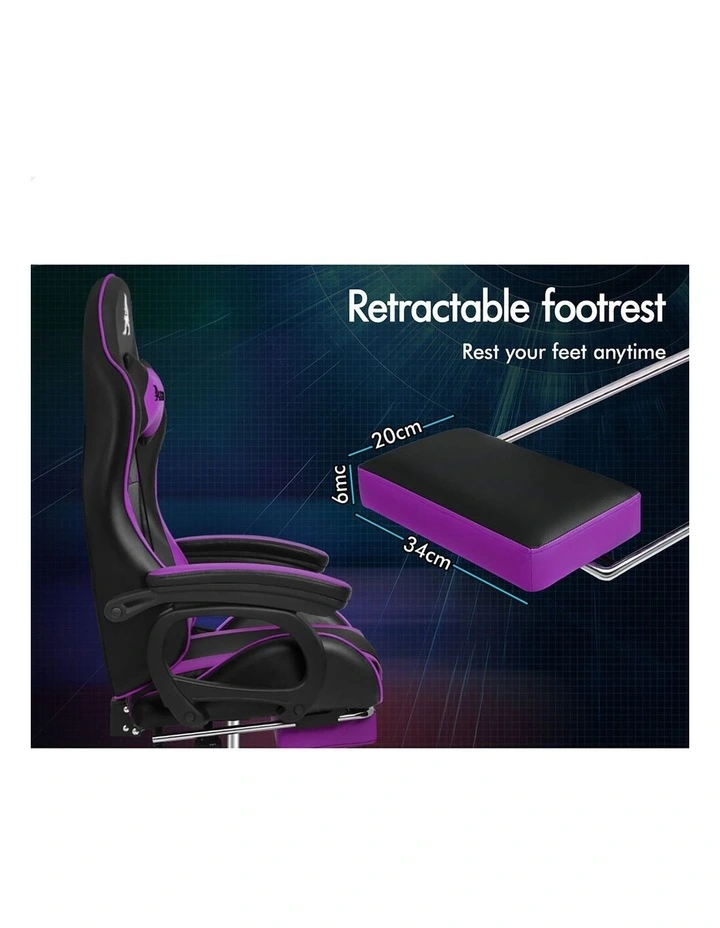 Gaming Office Chair Racing Massage Computer Seat Footrest Leather image 6