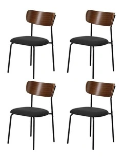 Oikiture 4PCS Dining Chairs Kitchen Chair Padded Lounge Seat Corduroy Black