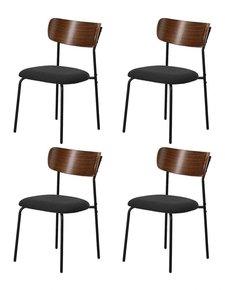 Oikiture 4PCS Dining Chairs Kitchen Chair Padded Lounge Seat Corduroy Black image 1
