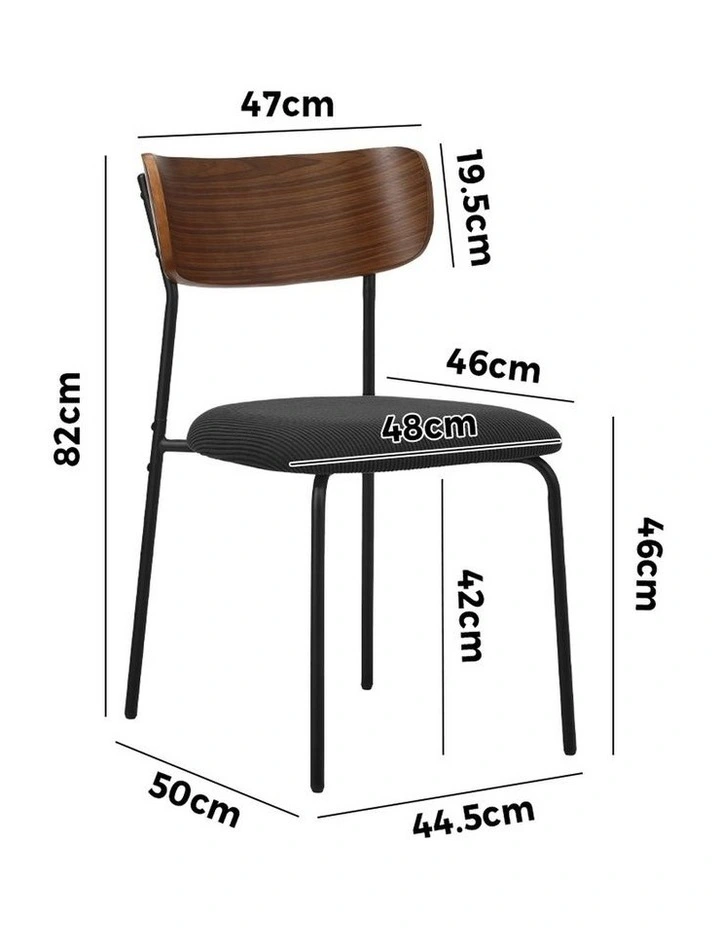 Oikiture 4PCS Dining Chairs Kitchen Chair Padded Lounge Seat Corduroy Black image 3