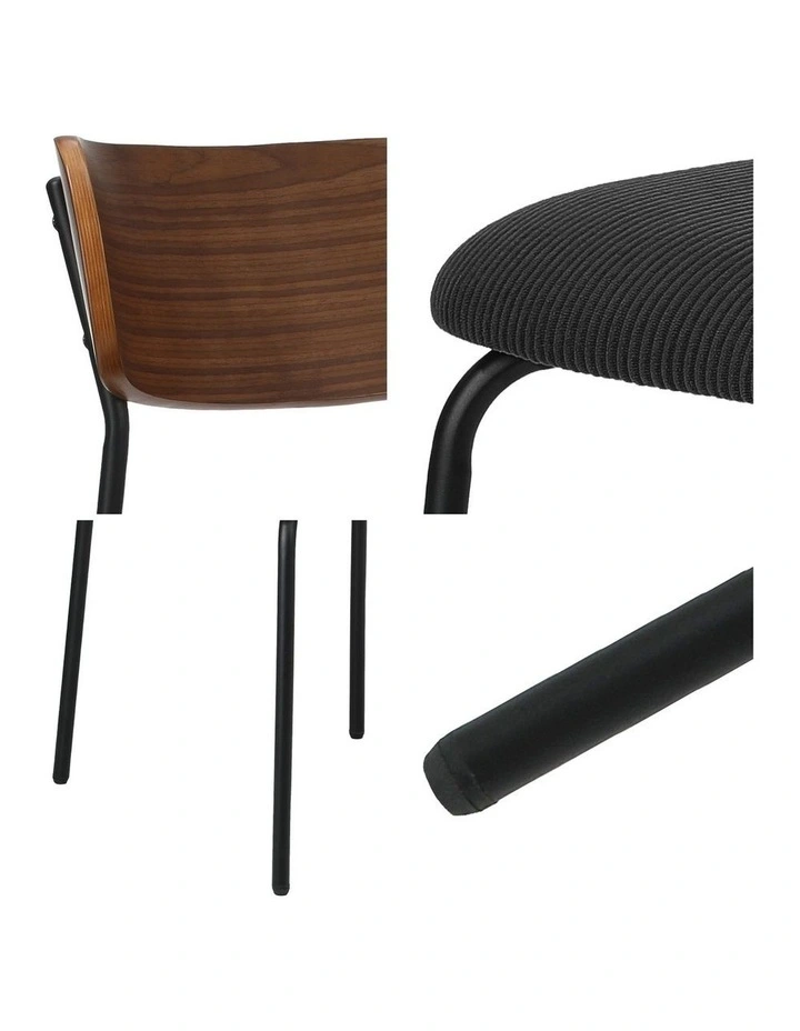 Oikiture 4PCS Dining Chairs Kitchen Chair Padded Lounge Seat Corduroy Black image 6