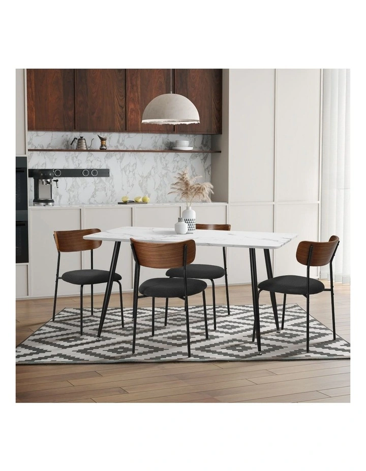 Oikiture 4PCS Dining Chairs Kitchen Chair Padded Lounge Seat Corduroy Black image 7