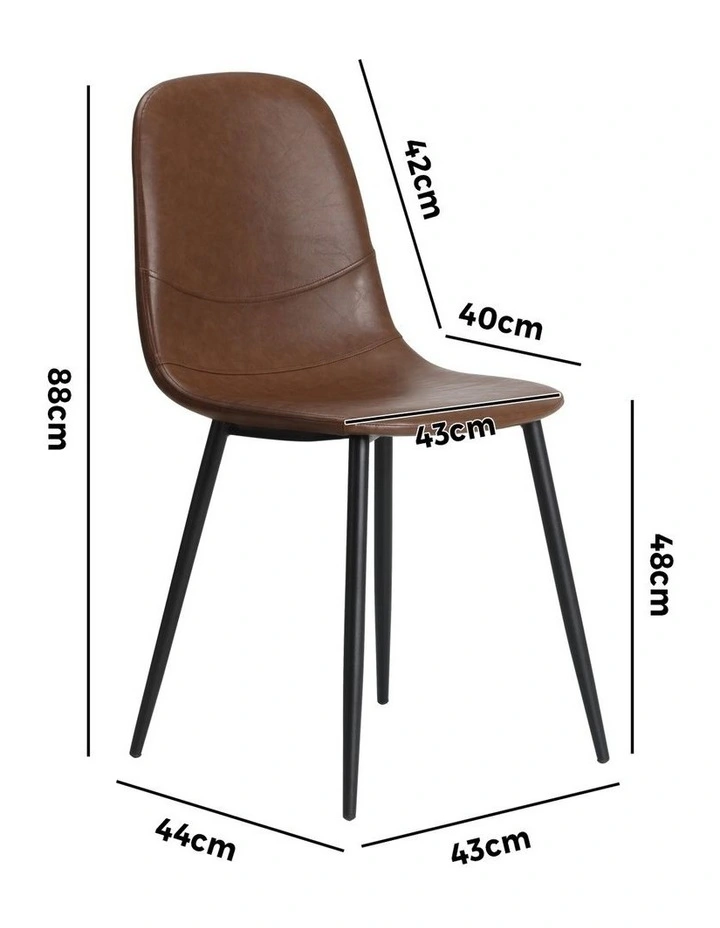 Oikiture 4x Dining Chairs Kitchen Accent Chair Lounge Room PU Leather Brown image 3