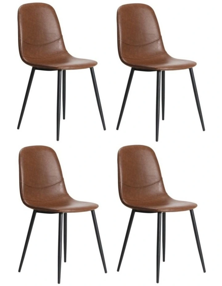 Oikiture 4x Dining Chairs Kitchen Accent Chair Lounge Room PU Leather Brown image 4