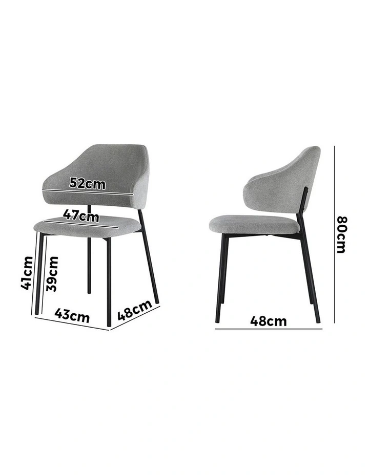 Oikiture 4x Armchair Dining Chair Accent Chairs Tub Armchairs Fabric Grey&Black image 3