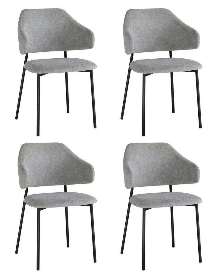 Oikiture 4x Armchair Dining Chair Accent Chairs Tub Armchairs Fabric Grey&Black image 4