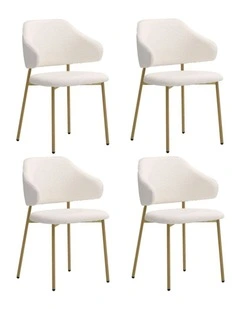 Oikiture 4x Dining Chair Accent Chairs Armchair Tub Armchairs Sherpa Gold&White