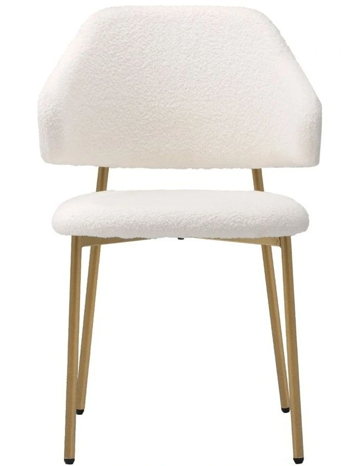 Oikiture 4x Dining Chair Accent Chairs Armchair Tub Armchairs Sherpa Gold&White image 2