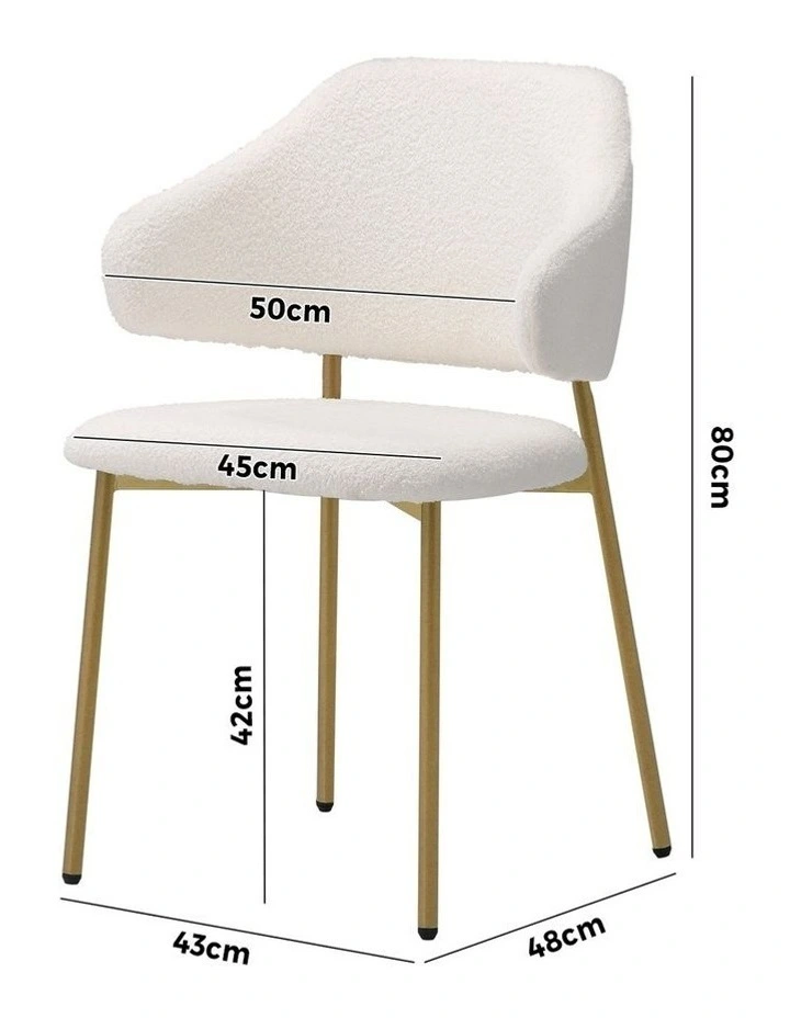 Oikiture 4x Dining Chair Accent Chairs Armchair Tub Armchairs Sherpa Gold&White image 3
