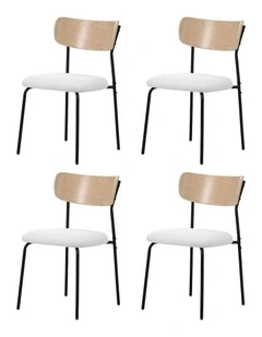 Oikiture 4PCS Dining Chairs Kitchen Chair Padded Lounge Seat Sherpa White