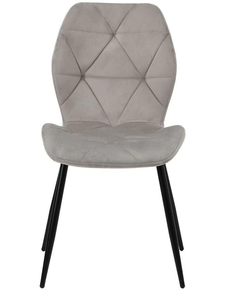 Oikiture Set of 4 Dining Chairs Kitchen Chair Padded Seat High Back Velvet Grey image 2