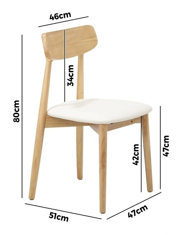 Oikiture 4x Dining Chairs Kitchen Chair PU Leather Solid Wood Cafe Lounge Beige image 3