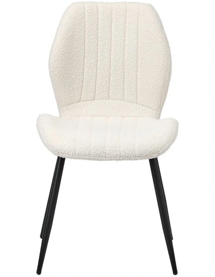 Oikiture Set of 4 Dining Chairs Kitchen Lounge Padded Seat Armless Boucle White image 2