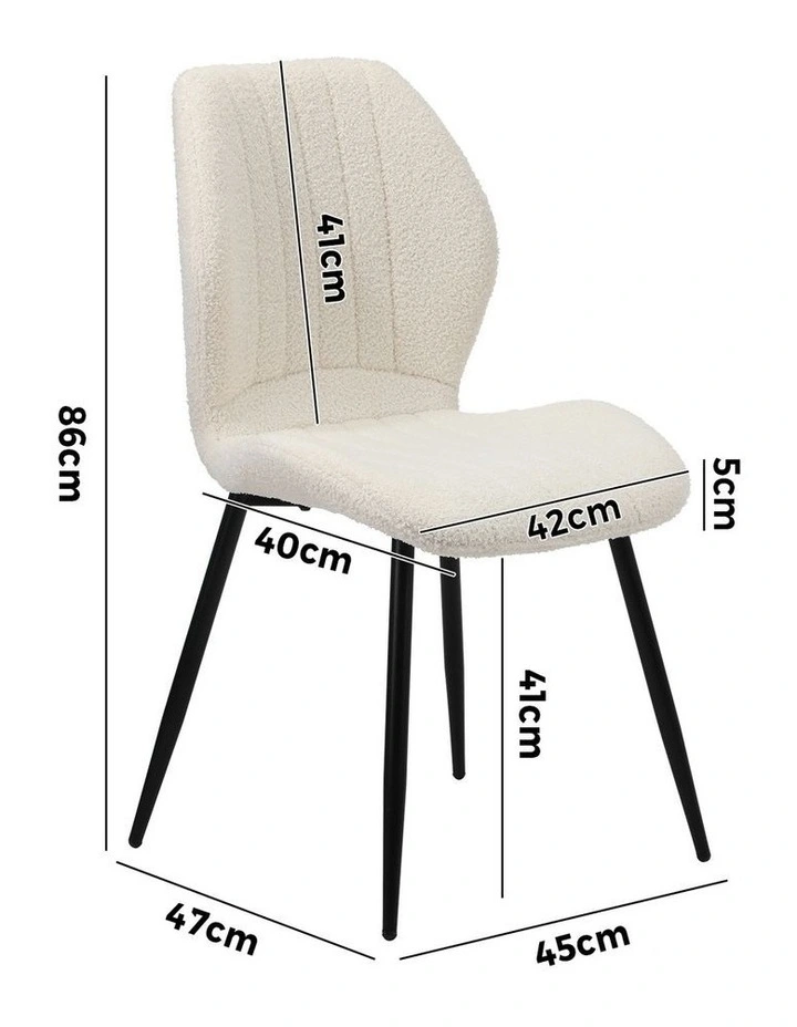 Oikiture Set of 4 Dining Chairs Kitchen Lounge Padded Seat Armless Boucle White image 3