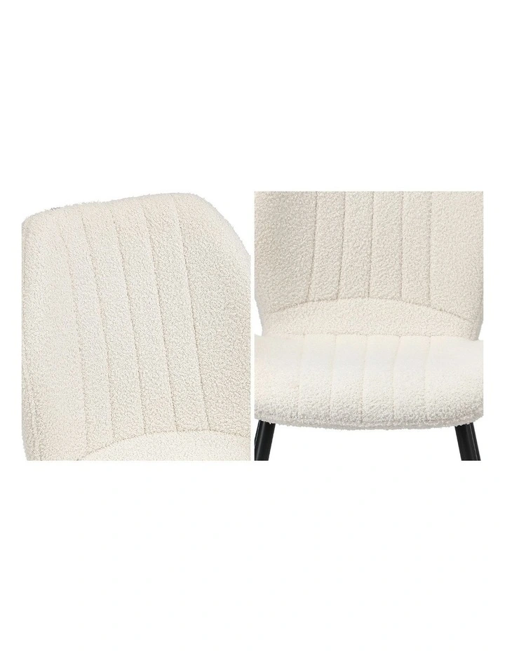 Oikiture Set of 4 Dining Chairs Kitchen Lounge Padded Seat Armless Boucle White image 6