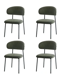 Oikiture 4x Dining Chairs Kitchen Lounge Seat Linen Fabric Accent Chair Green