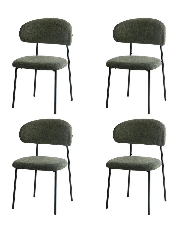 Oikiture 4x Dining Chairs Kitchen Lounge Seat Linen Fabric Accent Chair Green image 1