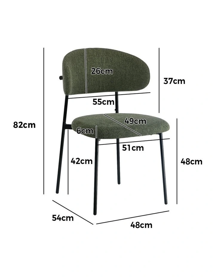Oikiture 4x Dining Chairs Kitchen Lounge Seat Linen Fabric Accent Chair Green image 3