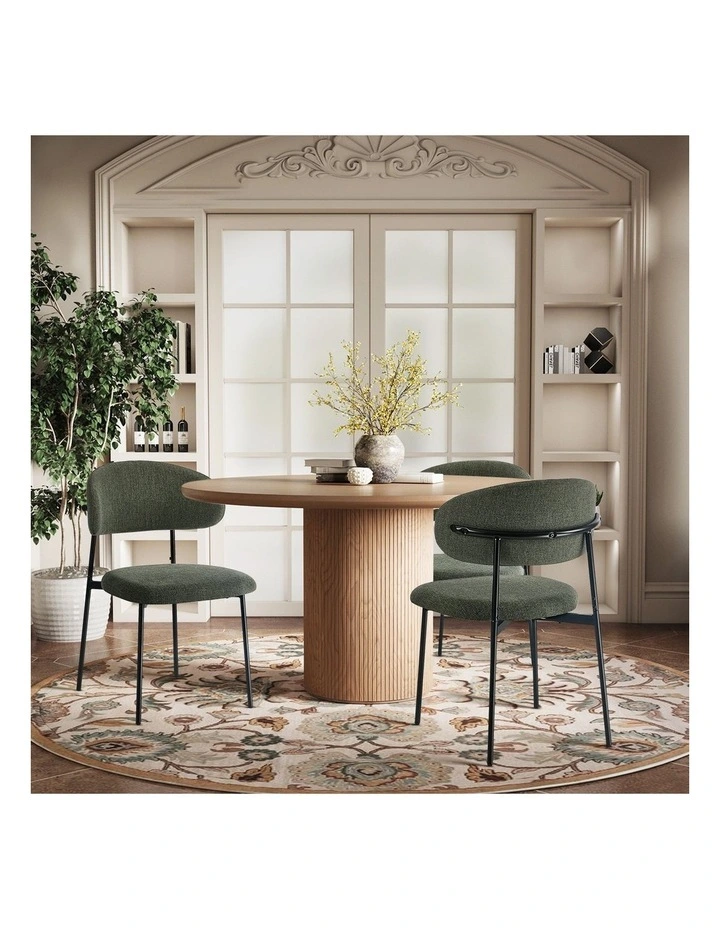 Oikiture 4x Dining Chairs Kitchen Lounge Seat Linen Fabric Accent Chair Green image 7