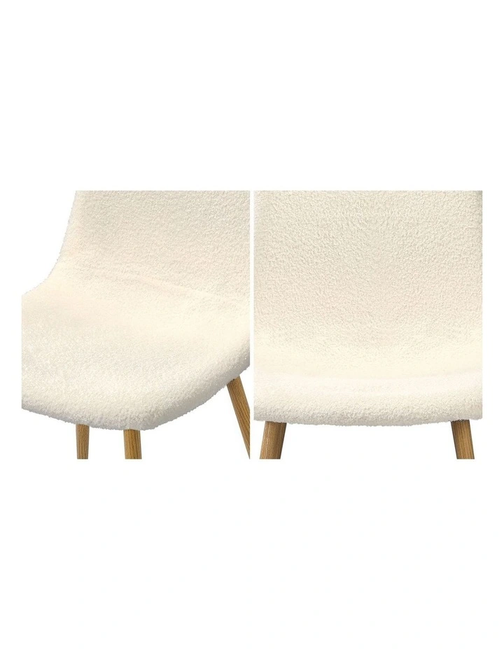 Oikiture 4x Dining Chairs Kitchen Accent Chair Lounge Sherpa White and Wooden image 6