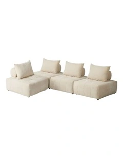 Oikiture 4x Chenille Modular Sofa Floor Lounge Chair w/Pillow TOFU Armless Beige