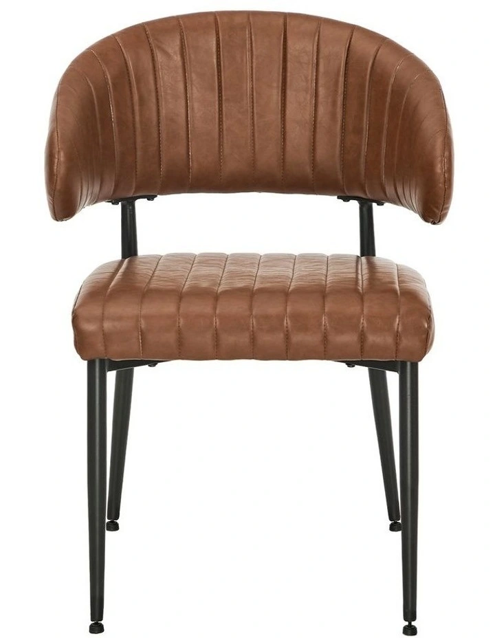 Oikiture 4x PU Leather Dining Chair Kitchen Padded Seat Brown image 2