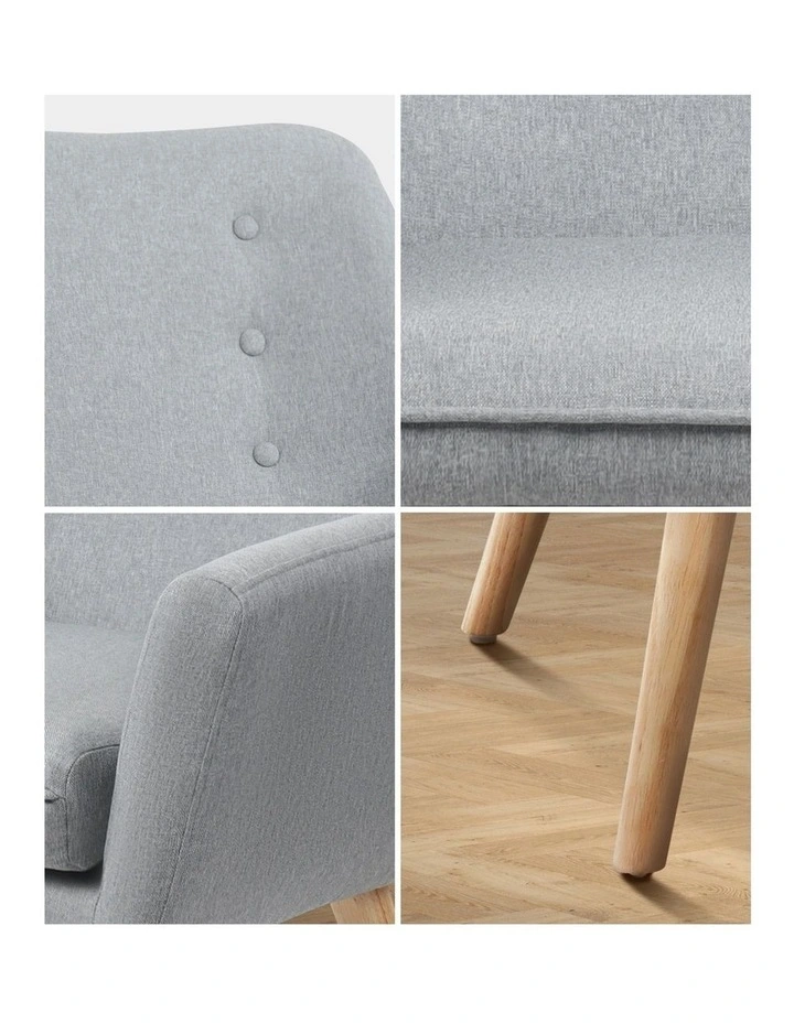 Oikiture 4x Armchair Lounge Chair Linen Accent Armchairs Tub Chairs Sofa Grey image 6