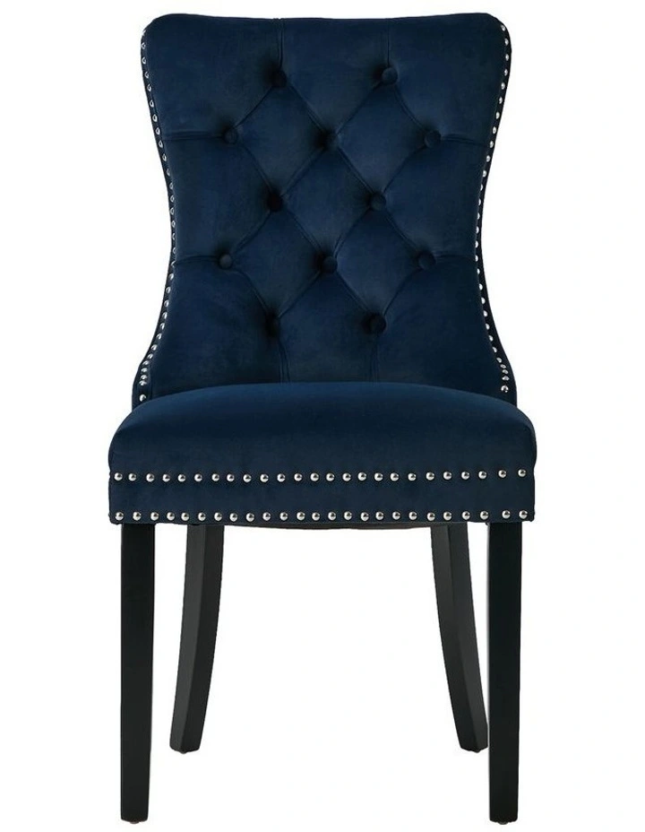 Oikiture 4x Velvet Dining Chairs Upholstered French Provincial Tufted Blue image 2