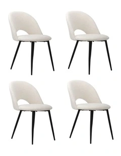 Oikiture 4PCS Dining Chairs Accent Chair Armchair Sherpa White